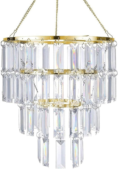 Modern Chandelier Shade - Gold Faux Chandeliers Light Fixture - Pendant Ceiling Lampshade for Girls Bedroom - Size W9.84 X H11