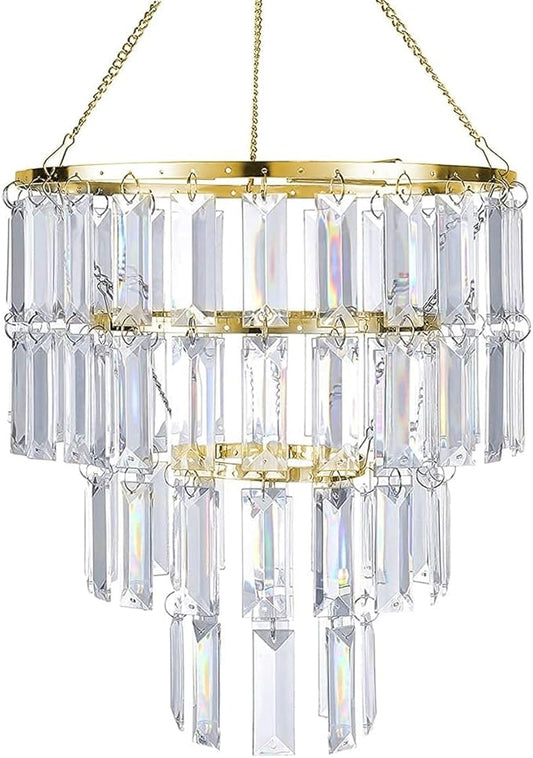 Modern Chandelier Shade - Gold Faux Chandeliers Light Fixture - Pendant Ceiling Lampshade for Girls Bedroom - Size W9.84 X H11