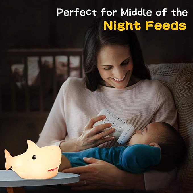 Tremdwoto Night Light for Kids, 7 Colors Shark Night Light Rechargeable Squishy Silicone LED Nightlight Lamp as Birthday Gifts for Baby Boys Children Toddlers Tween Girls Nursery