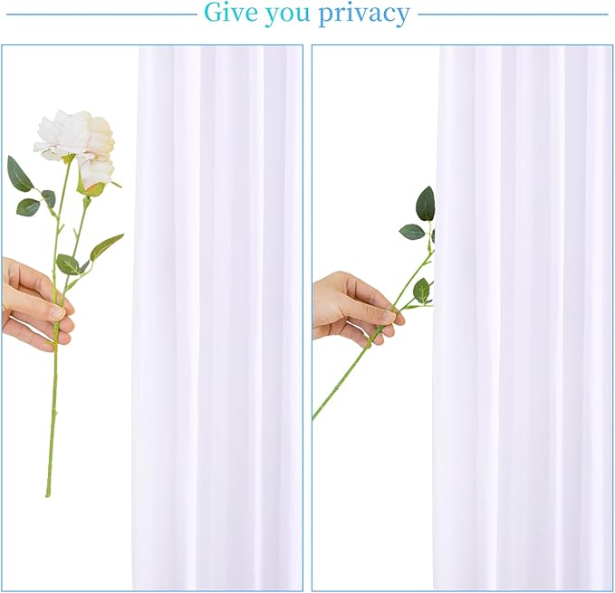 White Backdrop Curtain for Parties Wedding Wrinkle Free White Photo Curtains Backdrop Drapes Fabric Decoration for Baby Shower 5ft x 8ft,2 Panels