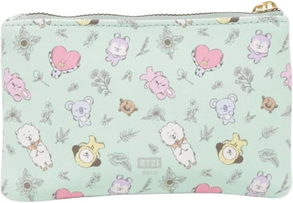 Impressions Vanity BT21 3-PC. Makeup Bag Set with Large, Medium, and Small Pouches, Makeup Organization with Inner Slip Pocket, Clear PVC Material, Travel Cosmetic Bag for Women's Daily Essentials