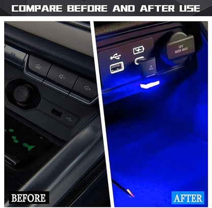 deemars 2PCS USB LED Car Interior Atmosphere Lamp, Car Night Lights, Mini USB LED Decoration Light Ambient Interior Light, Car Accessories Plug-in Interface Ambient Lighting Kit for Most Cars