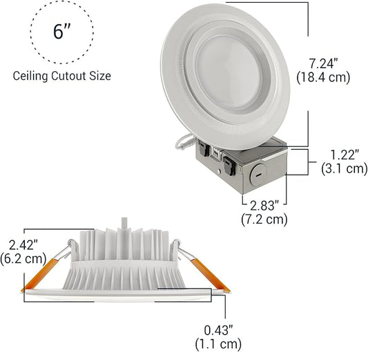 HALO 6 in Dual Zone Smart Wi-Fi Canless LED Ceiling Light Fixture 4-Pack Connected by WiZ Pro, Dimmable, Full Color, SpaceSense Motion Detection - RLWZDZC6-4PK