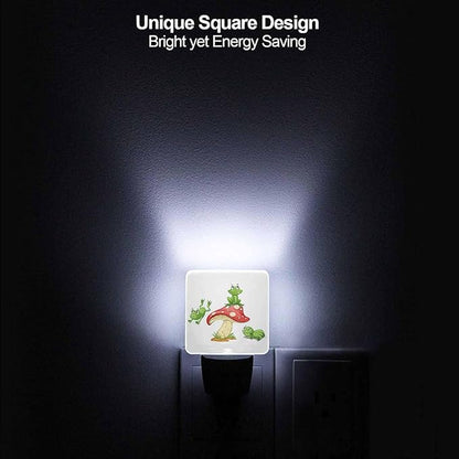 LED Night Light,3 Frogs On Mushroom LED Night Light Plug into Wall with Dusk to Dawn Light Sensor White Energy Efficient Nightlight for Bedroom Bathroom Hallway Living Room Kitchen