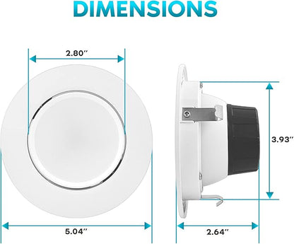 LUXRITE 4 Inch Gimbal LED Recessed Lighting Can Lights, 8W=60W, 5 Color Selectable 2700K-5000K, CRI 90, Dimmable Adjustable LED Downlight, 700 Lumens, Wet Rated, Energy Star, ETL Listed (6 Pack)