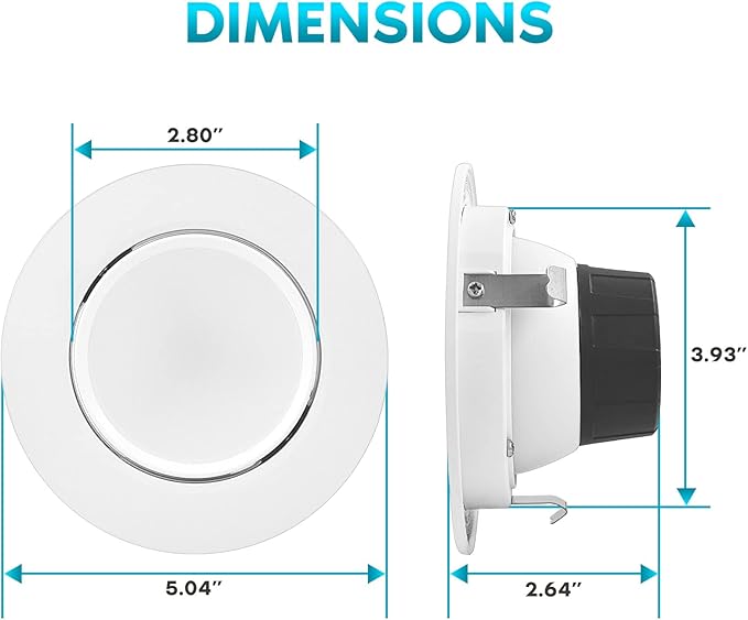 LUXRITE 4 Inch Gimbal LED Recessed Lighting Can Light, 8W=60W, 5 Color Selectable 2700K-5000K, CRI 90, Dimmable Adjustable LED Downlight, 700 Lumens, Wet Rated, Energy Star, ETL Listed
