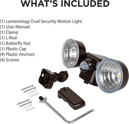 Limitless Innovations Lumenology Dual Security Motion Sensor Spotlights with Adjustable Heads and Sensitivity - Ultra-Bright 1,000 Lumen LED Flood Light - Waterproof/Outdoor (Dark Bronze)
