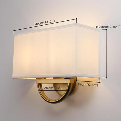 Industrial 2-Lights Wall Sconce Fixtures with White Textile Shade, Vintage Double Head Wall Light Lamps Decor for Hallway Bedroom Living Room Bathroom Corridor