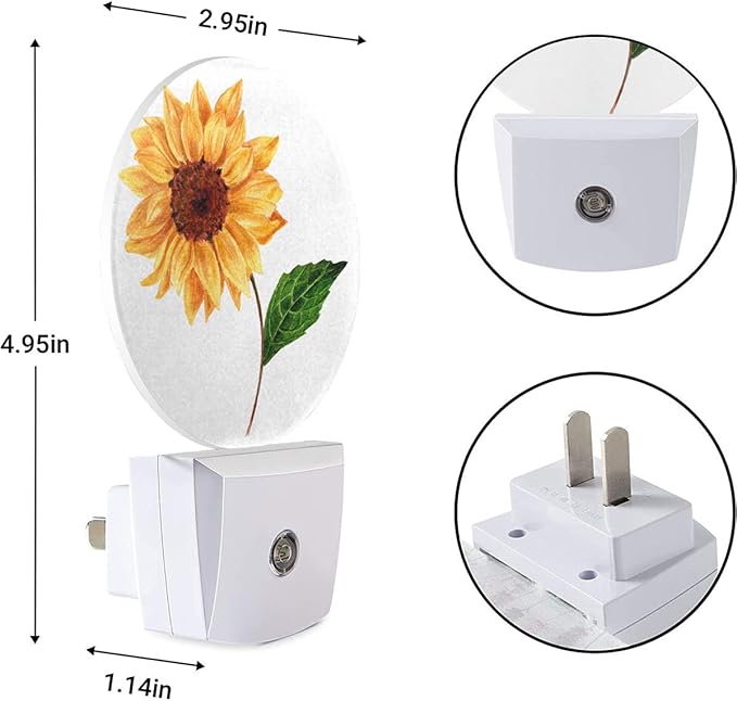 EKOBLA Sunflower Plug-in Night Light, Happy Spring Floral LED Nightlight with Sensor for Kids & Grandparents