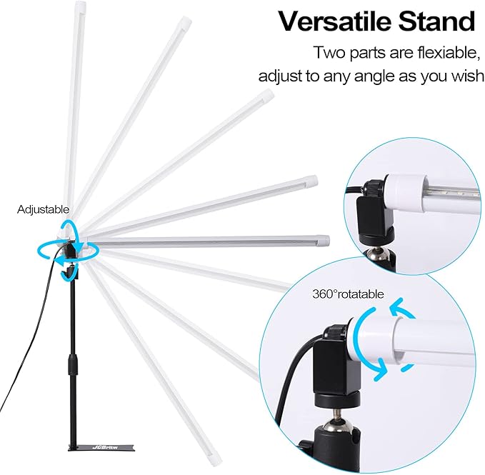Standing LED Grow Light，Adjustable 2ft T8 Bar Plant Light, White 4500K Full Spectrum Plant Grow Lamp on Stand for Indoor Plants Seed Starting, Seedlings, Veg, Flower