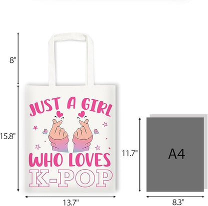 K-Pop Gift Tote Bag for Kpop Music Lover Korean Drama Canvas Tote Bag Gift for K-Pop Lover, Double-Sided Print Bags