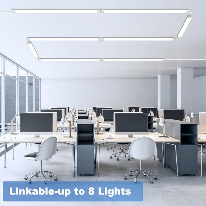 Airand Led Garage Light 5FT Shop Lighting Fixture with Plug in Cord,Waterproof LED Lights 5000K Under Cabinet Lighting Tube Lights 45W for Kitchen Bathroom Workbench