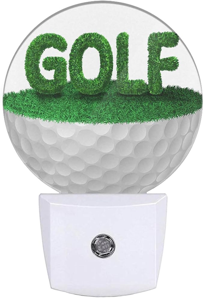 Golf Ball Night Light Half Golf Ball with Grass Golf Course Grassland Night Lights Plug into Wall with Dusk to Dawn Sensor for Boys Men Room Decor & Golfer Gifts