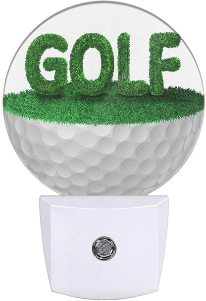 Golf Ball Night Light Half Golf Ball with Grass Golf Course Grassland Night Lights Plug into Wall with Dusk to Dawn Sensor for Boys Men Room Decor & Golfer Gifts