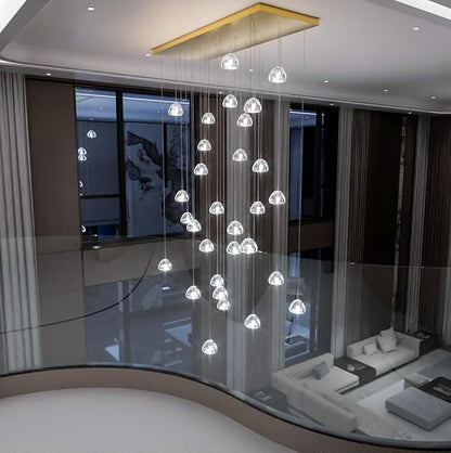 HAIXIANG W47.2 x D15.7 x H157 Glam Chandelier Rectangular Chandeliers Bubble Crystal Pendants Light Fixture Dimmable High Ceiling Large Light Antique Gold