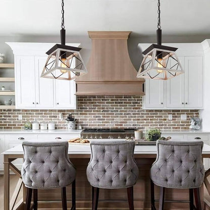 Q&S Farmhouse Dining Room Pendant Light Fixture,1-Light Industrial Chandelier Hanging Lights for Hallway Entryway Patio Kitchen Island UL Listed