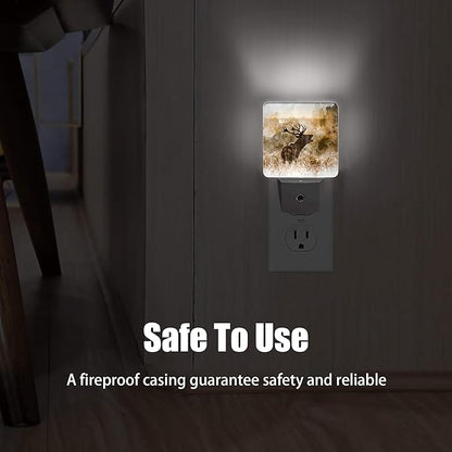 Deer Autumn Fall Night Light Plug in Wall Lamp Smart Dusk to Dawn Sensor for Home Decorative, Kids Room Bedroom Bathroom Kitchen Hallway Gifts