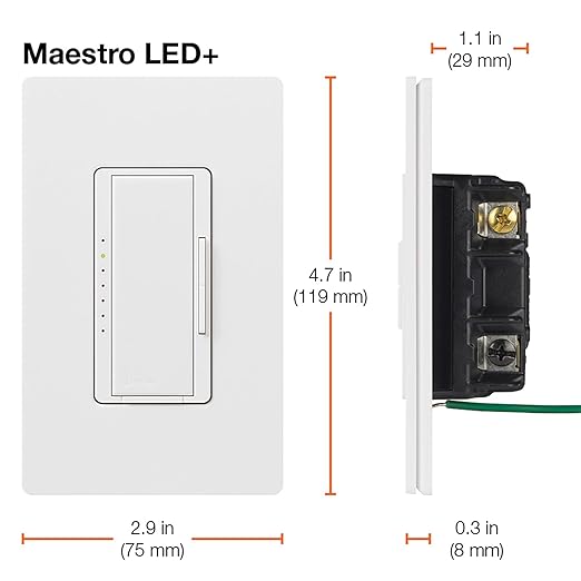 Lutron Maestro LED+ Dimmer Switch for Dimmable LED, Halogen and Incandescent Bulbs, 150W/Single-Pole or Multi-Location, MACL-153M-WH, White (2-Pack)
