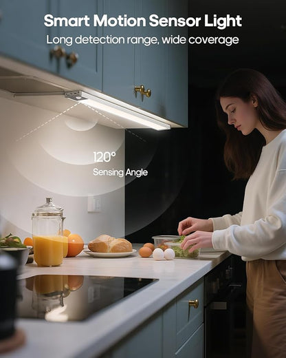 GOODEA 17.5Inch Under Cabinet Lighting, 4500mAh Rechargeable Battery Motion Sensor Light Indoor, Wireless Under Cabinet Lights for Kitchen, Closet(6 Pack,17.5 inch)