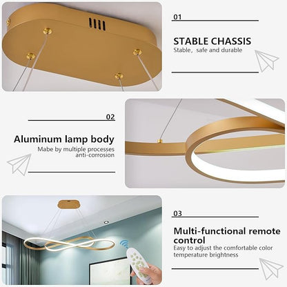 Modern Gold Chandelier for Dining Room Light Fixture Over Table