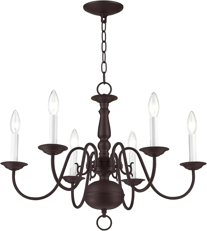 Livex Lighting 5006-07 Williamsburgh 6-Light Chandelier, Bronze,18Hx24W