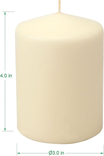 Stonebriar Unscented Pillar Candles – 35 Hour Burn Time, Long-Lasting Wax Candles for Weddings, Holidays, Home Décor & Special Events, Pack of 3, Ivory, 3" x 4"