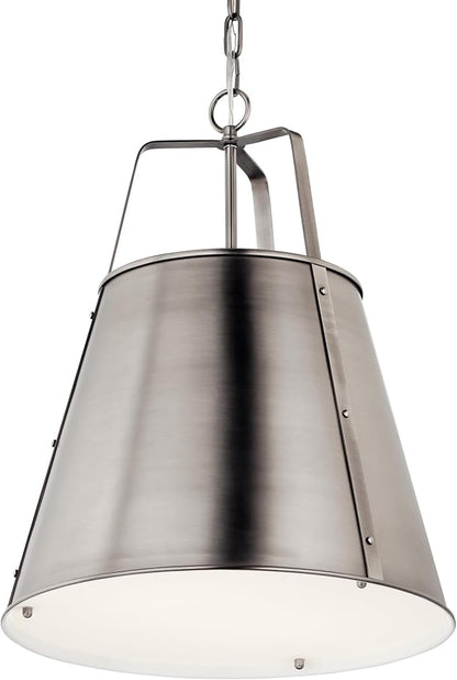 Kichler Etcher 2-Light Pendant Light Fixture, Updated Traditional Kitchen Island Hanging Light with Etched Painted White Glass Diffuser in Classic Pewter (22.5" x 18"), 52711CLP