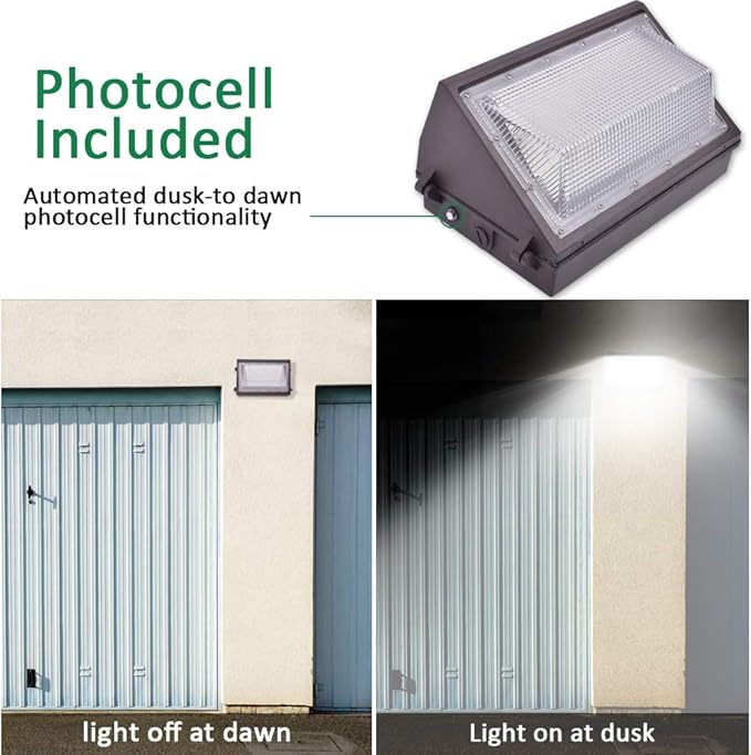 100W LED Wall Pack Light, Dusk to Dawn Photocell, 13000LM 5000K Daylight AC100-277V IP65 Waterproof LED Wall Pack Outdoor Exterior Light ETL Listed