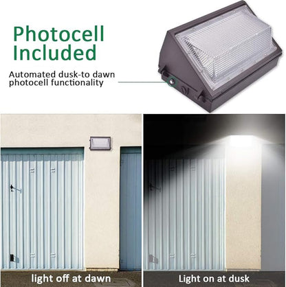 100W LED Wall Pack Light, Dusk to Dawn Photocell, 13000LM 5000K Daylight AC100-277V IP65 Waterproof LED Wall Pack Outdoor Exterior Light ETL Listed
