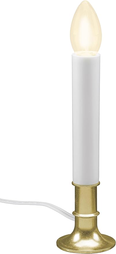 Xodus Innovations AC1120B-8 Electric Plug-in 8.25 inch Flameless Window Candle with Dusk to Dawn Light Sensor Timer, White Candle with Brass Base Pack of 8