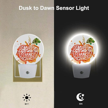 EKOBLA Pumpkin Plug-in Night Light, Thanksgiving Fall Pumpkin LED Nightlight with Auto Sensor for Bathroom & Hallway