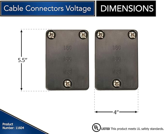 Moonrays 11604 Cable Connectors for Low Voltage Landscape Lighting; 2-Connectors ; Black