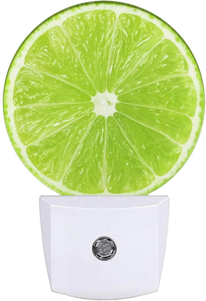 Lime Lemon Night Light Tropical Fruit Summer Juice Plug-in Night Lights with Dusk-to-Dawn Sensor Sleep Friendly LED Lighting for Women/Girls/Boys for Bedroom Bathroom Living Room