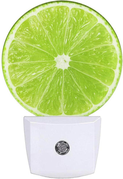 Lime Lemon Night Light Tropical Fruit Summer Juice Plug-in Night Lights with Dusk-to-Dawn Sensor Sleep Friendly LED Lighting for Women/Girls/Boys for Bedroom Bathroom Living Room