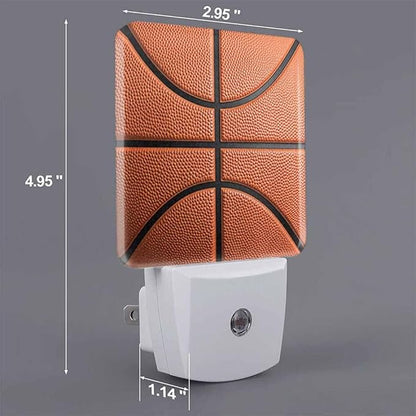 Basketball Background Night Lights Plug into Wall Highly Detailed Texture Night Light with Dusk to Dawn Sensor for Home Bedroom Bathroom Living Room 0.5W Sleep-Friendly