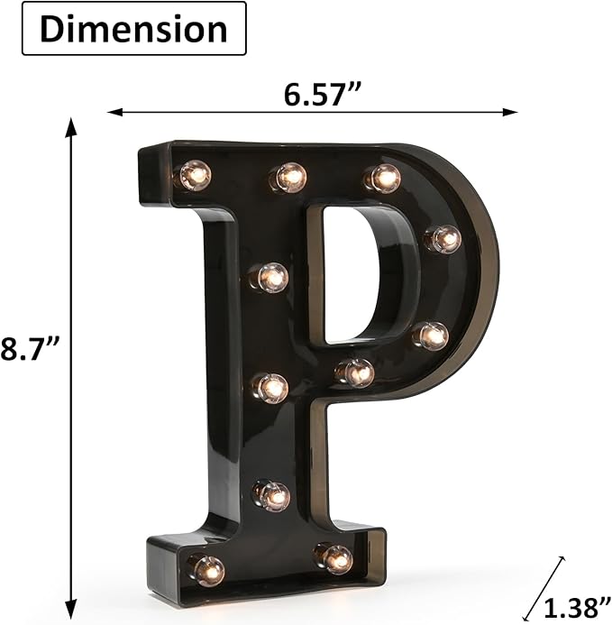 OYCBUZO Light Up Black Alphabet Marquee Letters Sign LED Marquee Number Lights Sign for Night Light Home Bar Christmas Lamp Birthday Party Wedding Decoration P