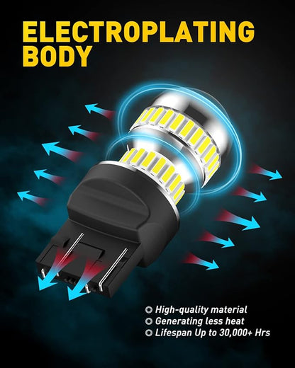 AUXITO Upgraded 7440 7443 LED Bulbs for Reverse Lights Brake Tail Lights T20 7441 7444 LED Replacement Light for Backup Tail Brake DRL Turn Signal Parking Lights, 6000K Xenon White