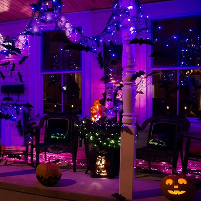 FULLBELL Christmas Lights Black Fairy Lights 33 feet 100 LED String Lights, Memory Controller and Extendable Christmas Decorations for Wedding, Indoor Outdoor - Purple