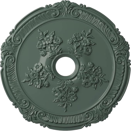 Ekena Millwork CM26ATCBF 26"OD X 3 3/4"ID X 1 1/2"P Attica With Rose Ceiling Medallion Fits Canopies Up To 4 1/2", Cloud Burst