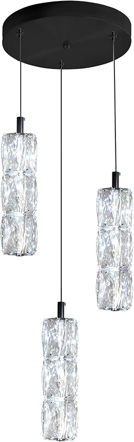 ykolupty Pendant Lights Kitchen Island 3-Lights Pendant Chandelier for Dining Room Hallway Stairwell,LED Dimmable 2700K-6000K