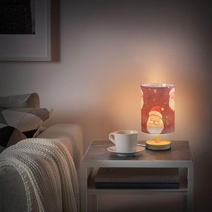 Bedside Table Lamp Christmas Santa Snowflake Nightstand Lamp with Wood Desk Lamps for Bedroom Living Room Nursery Office Home Decor
