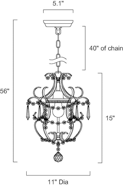Edvivi Amorette Mini Chandelier Crystal, 1 Light Modern Elegant Glam Ceiling Light Fixture Antique Bronze, Adjustable Hanging Lighting for Closet, Bedroom, Girls Room, Kitchen Island