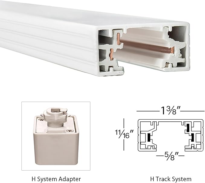 WAC Lighting H Track 120V Live End Power Feed Connector to Power Track from Either End for H Style 3-Wire Track Systems in White
