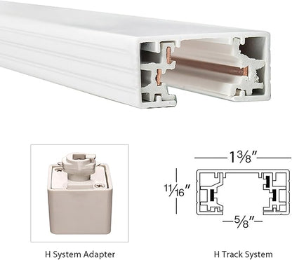 WAC Lighting H Track 120V Live End Power Feed Connector to Power Track from Either End for H Style 3-Wire Track Systems in White
