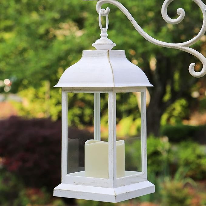 6PCS LED Decorative Lanterns, Kate Aspen White Vintage Rustic Home Décor Lantern Tabel Centerpiece for Wedding, Bridal Shower, Anniversary Party - Manchester