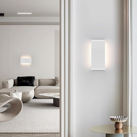 Mille Luckiole 11 Inch Hallway LED Wall Light,Dimmable 3000K-6500K 5 Color Selectable,Modern LED Sconce Wall for Stairwell,Bedroom,and Bathroom Vanity Mirror,15W White 4Pack Up and Down Led Wall Lamp
