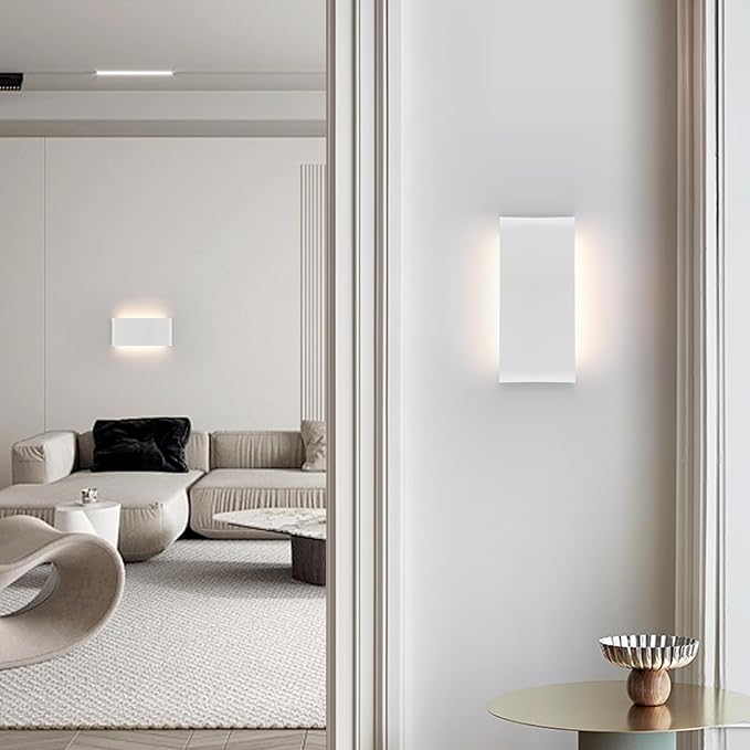 Mille Luckiole 11 Inch Hallway LED Wall Light,Dimmable 3000K-6500K 5 Color Selectable,Modern LED Sconce Wall for Stairwell,Bedroom,and Bathroom Vanity Mirror,15W White 2Pack Up and Down Led Wall Lamp
