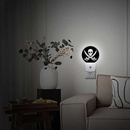 Skull Pirate Night Light Plug-in Sleep Lamp Led Dusk to Dawn Night Light for Bedroom