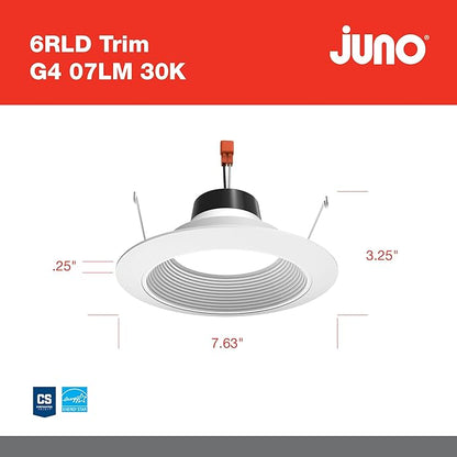 Juno 6 Inch LED Recessed Lighting, G4 Series Retrofit LED Downlight, Ceiling Light for Kitchen or Shower, 700 Lumens, 3000K Warm White, Wet Location Rated, Dimmable, Baffle Trim
