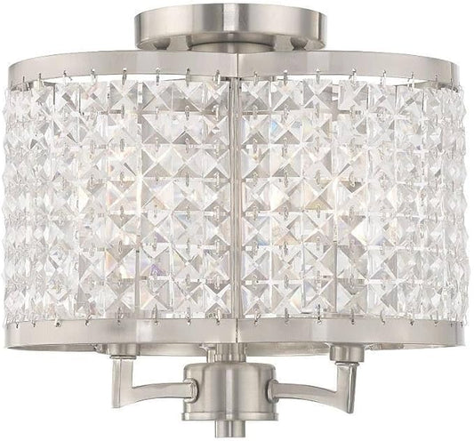 Livex Lighting 50573-91 Gramercy 3-Light Ceiling Mount, Brushed Nickel